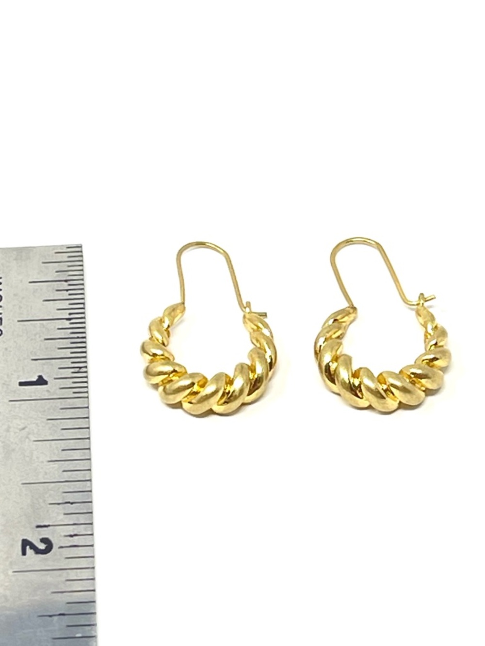 New Anthropologie Twisted Hoop Drop Earrings Gold - Picture 3 of 3